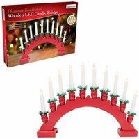 The Christmas Workshop 10 Led Red Arched Wooden Candle Bridge Light, Red