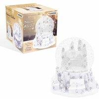 The Christmas Workshop Snowglobe Silver & Whiute Towns Musical, White