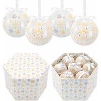 The Christmas Workshop 14Pc Frost Decoupage Baubles, White