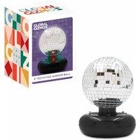 Global Gizmos 5inch Rotating Disco Mirror Ball With Lights, Silver