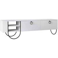 FWStyle Norfolk Modern Tv Unit Multimedia Centre White With Storage Tv Cabinet 151Cm, White