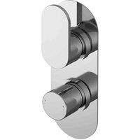nuie Binsey Twin Thermostatic Valve With Diverter - Chrome, Silver