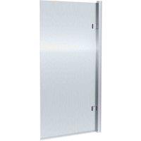 Nuie Square Hinged Fluted Bath Screen - 8mm - Chrome, Silver