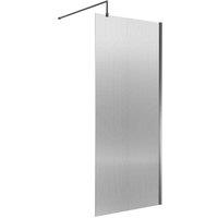 nuie Fluted Wetroom Screen - 1850x900mm - Silver, Silver