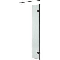 nuie Fluted Wetroom Fluted Wetroom 8mm Toughened Safety Glass Swing Return Screen, 300mm x 1850mm - Black, Black
