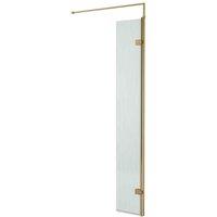 nuie Fluted Wetroom 8mm Toughened Safety Glass Swing Return Screen, 300mm x 1850mm - Brown, Brown
