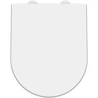 nuie D Shape Soft Close Toilet Seat, QR, Top Fix, White Caps, White