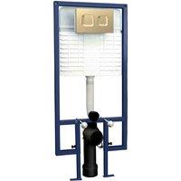 nuie Dual Flush Concealed Cistern Frame Square Plate - Brass, Brown