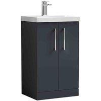 nuie Arno 500mm Floor Standing 2 Door Vanity & Basin 1, Soft Black, Black