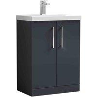 nuie Arno 600mm Floor Standing 2 Door Vanity & Basin 1 - Soft Black, Black