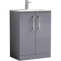nuie Arno 600mm Floor Standing 2 Door Vanity & Basin 2 - Satin Grey, Grey