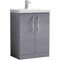 nuie Arno 600mm Floor Standing 2 Door Vanity & Basin 3 - Satin Grey, Grey