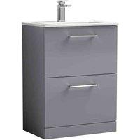 nuie Arno 600mm Floor Standing 2 Drawer Vanity & Basin 2 - Satin Grey, Grey