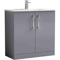 nuie Arno 800mm Floor Standing 2 Door Vanity & Basin 2 - Satin Grey, Grey