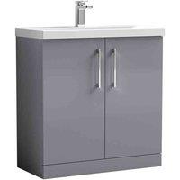 nuie Arno 800mm Floor Standing 2 Door Vanity & Basin 3 - Satin Grey, Grey