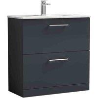 nuie Arno 800mm Floor Standing 2 Drawer Vanity & Basin 2 - Soft Black, Black