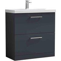 nuie Arno 800mm Floor Standing 2 Drawer Vanity & Basin 3 - Soft Black, Black