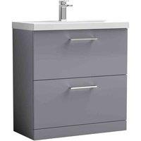 nuie Arno 800mm Floor Standing 2 Drawer Vanity & Basin 3 - Satin Grey, Grey