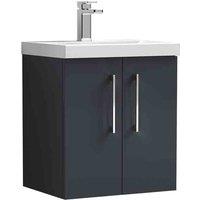 nuie Arno 500mm Wall Hung 2 Door Vanity & Basin 1 - Soft Black, Black