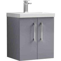nuie Arno 500mm Wall Hung 2 Door Vanity & Basin 1 - Satin Grey, Grey
