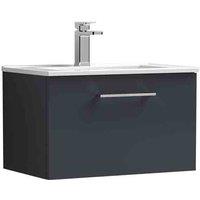 nuie Arno 600mm Wall Hung 1 Drawer Vanity & Basin 2 - Soft Black, Black