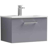 nuie Arno 600mm Wall Hung 1 Drawer Vanity & Basin 2 - Satin Grey, Grey