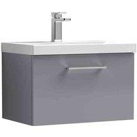 nuie Arno 600mm Wall Hung 1 Drawer Vanity & Basin 3 - Satin Grey, Grey