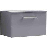 nuie Arno 600mm Wall Hung 1 Drawer Vanity & Worktop - Satin Grey, Grey