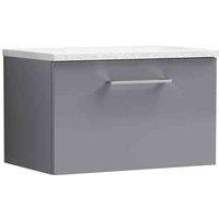 nuie Arno 600mm Wall Hung 1 Drawer Vanity & Laminate Top Satin Grey, Grey