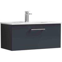 nuie Arno 800mm Wall Hung 1 Drawer Vanity & Basin 2 - Soft Black, Black