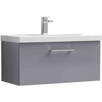 nuie Arno 800mm Wall Hung 1 Drawer Vanity & Basin 3 - Satin Grey, Grey