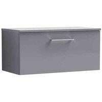 nuie Arno 800mm Wall Hung 1 Drawer Vanity & Worktop - Satin Grey, Grey