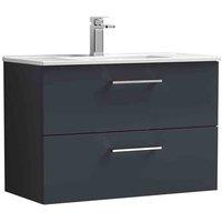 nuie Arno 800mm Wall Hung 2 Drawer Vanity & Basin 2 - Soft Black, Black