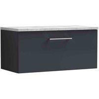 nuie Arno 800mm Wall Hung Single Drawer Vanity & Laminate Top - Soft Black, Black