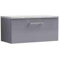 nuie Arno 800mm Wall Hung Single Drawer Vanity & Laminate Top - Satin Grey, Grey