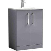 nuie Arno 600mm Floor Standing 2 Door Vanity & Basin 4 - Satin Grey, Grey