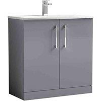 nuie Arno 800mm Floor Standing 2 Door Vanity & Basin 4 - Satin Grey, Grey