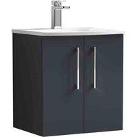 nuie Arno 500mm Wall Hung 2 Door Vanity & Basin 4 - Soft Black, Black