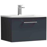 nuie Arno 600mm Wall Hung 1 Drawer Vanity & Basin 4 - Soft Black, Black
