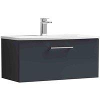 nuie Arno 800mm Wall Hung 1 Drawer Vanity & Basin 4 - Soft Black, Black