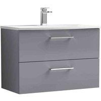nuie Arno 800mm Wall Hung 2 Drawer Vanity & Basin 4 - Satin Grey, Grey
