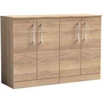 nuie Arno 1200mm Floor Standing 4-Door Vanity & Worktop - Bleached Oak, Brown