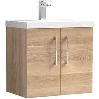 nuie Arno 600mm Wall Hung 2-Door Vanity & Basin 1 - Bleached Oak, Brown