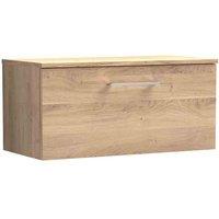 nuie Arno 800mm Wall Hung 1-Drawer Vanity & Worktop - Bleached Oak, Brown