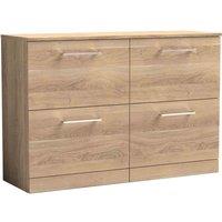 nuie Arno 1200mm Floor Standing 4-Drawer Vanity & Worktop - Bleached Oak, Brown
