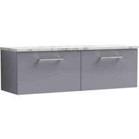 nuie Arno 1200mm Wall Hung 2-Drawer Vanity & Laminate Worktop, Satin Grey, Grey
