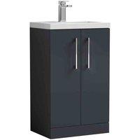 nuie 500mm Floor Standing 2-Door Vanity & Polymarble Basin - Soft Black, Black