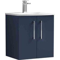 nuie Arno 500mm Wall Hung 2-Door Vanity & Basin 4 - Midnight Blue, Blue