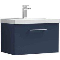 nuie Arno 600mm Wall Hung 1-Drawer Vanity & Basin 1 - Midnight Blue, Blue