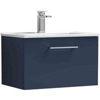 nuie Arno 600mm Wall Hung 1-Drawer Vanity & Basin 2 - Midnight Blue, Blue